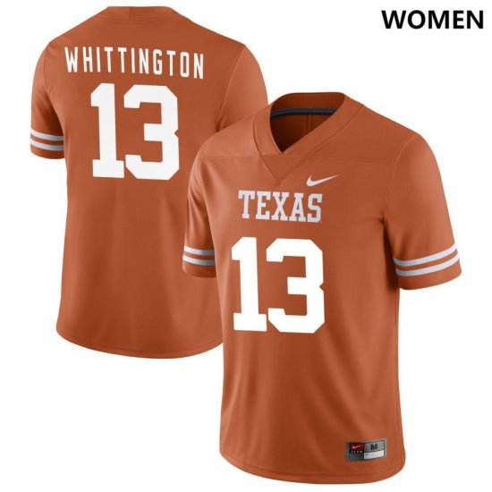 #13 Jordan Whittington NIL Player University of Texas Women Texas Orange Jersey 829874-582