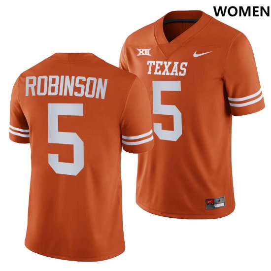 #5 Bijan Robinson NIL Player Longhorns Women Texas Orange Jersey 740697-874