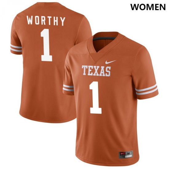 #1 Xavier Worthy NIL Player Longhorns Women\'s Texas Orange Jersey 642657-438