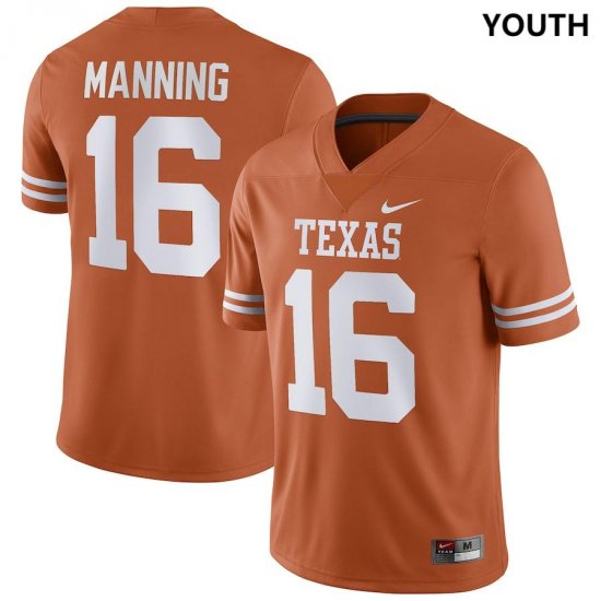 #16 Arch Manning NIL Player UT Youth Texas Orange Jersey 311629-871