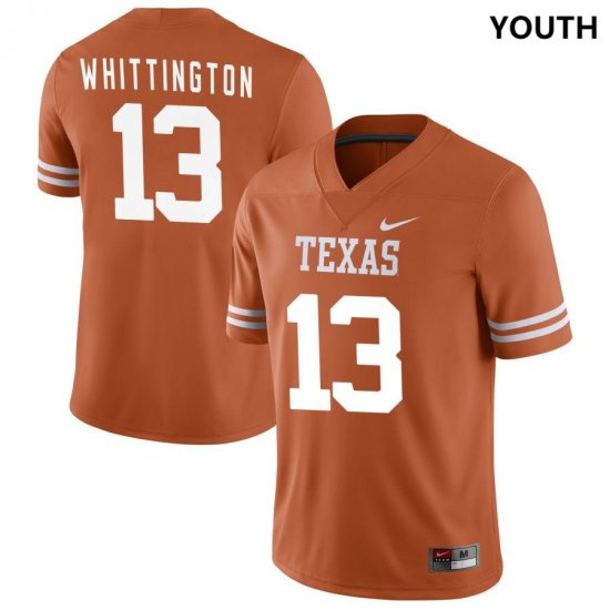 #13 Jordan Whittington NIL Player Texas Longhorns Youth Texas Orange Jersey 217708-762
