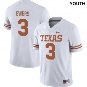 #3 Quinn Ewers NIL Player Texas Longhorns Youth White Jersey 655025-511