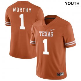 #1 Xavier Worthy NIL Player UT Youth Texas Orange Jersey 363758-530