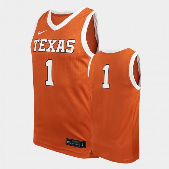 #1 Replica Texas Longhorns Basketball Men\'s Texas Orange Jersey 634996-822